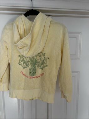 Juicy Couture Vintage 63 Hawaiian Style Soft Yellow Terry Zip Hoodie - M